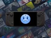 Steam Deck OLED wyświetlający smutną twarz