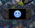 Steam Deck OLED wyświetlający smutną twarz