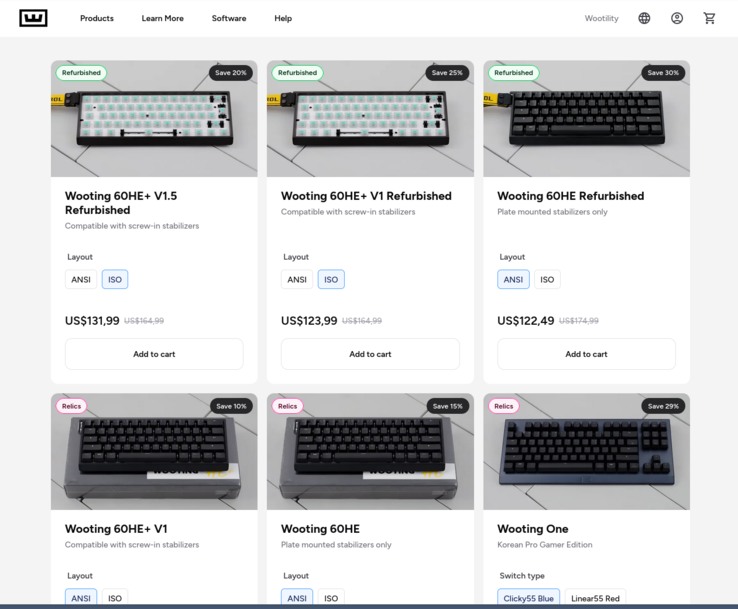 Przykłady Wooting Respawn Store. (Źródło obrazu: Wooting)