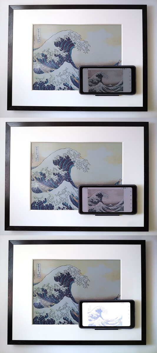 Poziomy jasności 0, 16 i 32. Zacienione okno. (Boox rozmywa się na zdjęciu, ale w rzeczywistości wygląda dobrze)