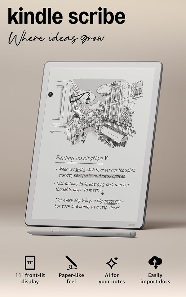 Nowy Kindle Scribe ma teraz równej wielkości ramki ze wszystkich stron. (Źródło obrazu: Amazon)