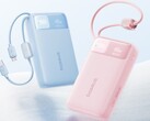 Powerbank Baseus EnerFill FC11 w kolorze niebieskim i różowym.