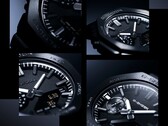 Kolaż zbliżeń podkreślających fakturę tarczy, znaczniki godzinowe oraz ramkę zegarka Casio G-Shock GM-2100LXB.