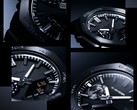 Kolaż zbliżeń podkreślających fakturę tarczy, znaczniki godzinowe oraz ramkę zegarka Casio G-Shock GM-2100LXB.