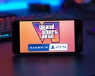 Kampania marketingowa gry GTA 6 na PS5 wyświetlona na smartfonie
