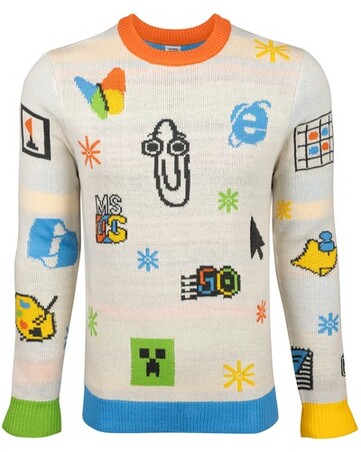 Sweter Microsoft Artifact Sweater zawiera ikony popularnych produktów Microsoft. (Źródło obrazu: Microsoft)