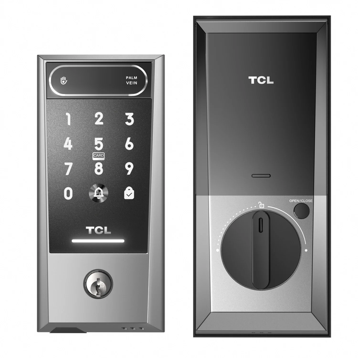 Cyfrowy inteligentny zamek do drzwi TCL D2 Pro Palm Vein z klawiaturą. (Źródło obrazu: TCL)