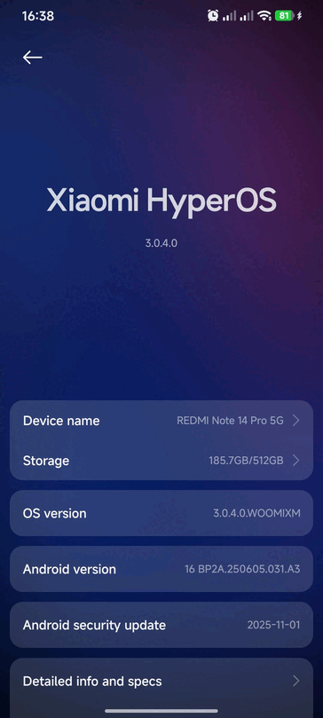 Redmi Note 14 Pro 5G z systemem HyperOS 3 (źródło obrazu: r/HyperOS via Reddit)