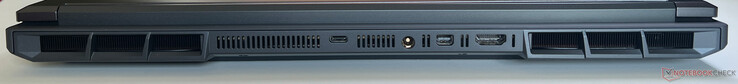 Tył: USB-C 4.0 z Thunderbolt 4 (40 GBit/s, DisplayPort 2.1, 140-watowe Power Delivery), zasilacz, Mini DisplayPort 2.1, HDMI 2.1