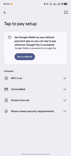 W ustawieniach Google Wallet wszystko nadal wygląda prawidłowo.