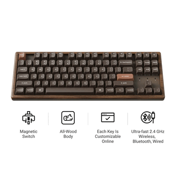 Klawiatura łączy się przez 2,4 GHz, Bluetooth 5.2 lub USB-C, a częstotliwość odpytywania wynosi 1000 Hz w trybie przewodowym i 2,4 GHz.