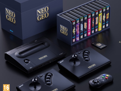 Render Neo Geo Aes+ z joystickami gamepada i kolekcją gier wideo