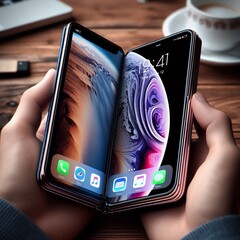 Według JPMorgan składany iPhone (być może podobny do tego renderu wygenerowanego przez sztuczną inteligencję) może zostać wprowadzony na rynek w przyszłym roku. (Źródło obrazu: wygenerowane przez AI)