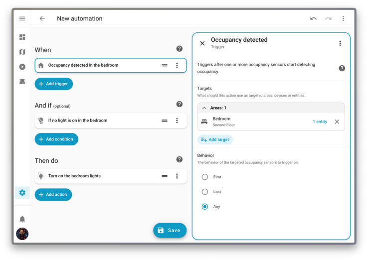 Wraz z Home Assistant 2026.1 pojawiły się nowe wyzwalacze celowe. (Źródło obrazu: Home Assistant)