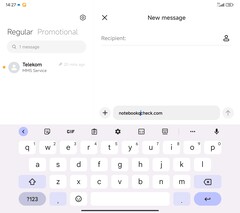 Układ klawiatury (GBoard) - wyświetlacz główny - tryb poziomy