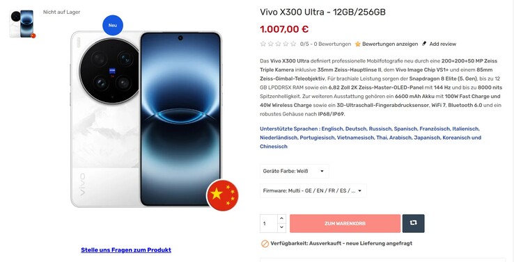 Import najtańszego modelu kosztowałby tylko około połowy rzekomej europejskiej ceny Vivo X300 Ultra