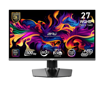 ...i MSI MPG 272QR QD-OLED X50 z rozdzielczością 2K (ale wyższą częstotliwością odświeżania 500 Hz). (Źródło obrazu: MSI)