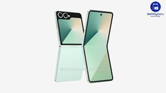 Nieoficjalny render nadchodzącego Galaxy Z Flip7. (Źródło obrazu: OnLeaks i SammyGuru)