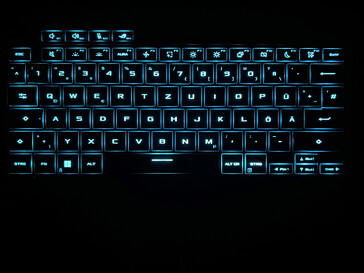 Podświetlenie klawiatury (tutaj na przykład w kolorze niebieskim)