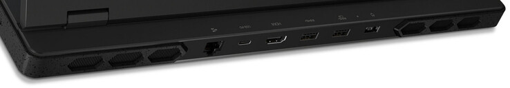 Tył: Gigabit Ethernet, USB 3.2 Gen 2 (USB-C; Power Delivery, DisplayPort), HDMI, 2x USB 3.2 Gen 1 (USB-A), port zasilania