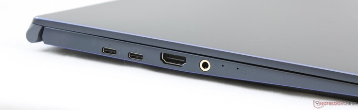 lewy bok: 2 USB typu C + Thunderbolt 3, HDMI 1.4, gniazdo audio