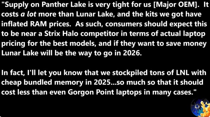 Laptopy z procesorami Intel Panther Lake będą dość drogie.