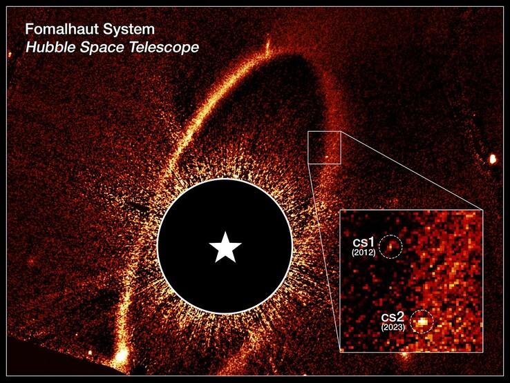 Opatrzony komentarzami obraz cs1 i cs2 (źródło obrazu: NASA, ESA, UC Berkeley i STScI)
