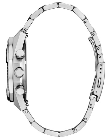 Zegarek chronograf Citizen Nighthawk CA0890-54H z szarą tarczą, bransoletą ze stali nierdzewnej w srebrnym odcieniu, obrotowym pierścieniem, trzema tarczami pomocniczymi oraz okienkiem datownika na godzinie 3.