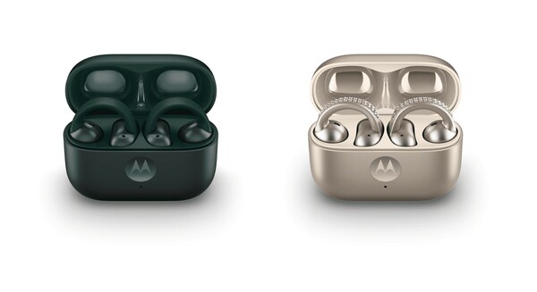 Moto Buds Loop są również dostępne w kolorze Pantone Trekking Green (L), który jest znacznie tańszy niż edycja Swarovski. (Źródło zdjęcia: Motorola)