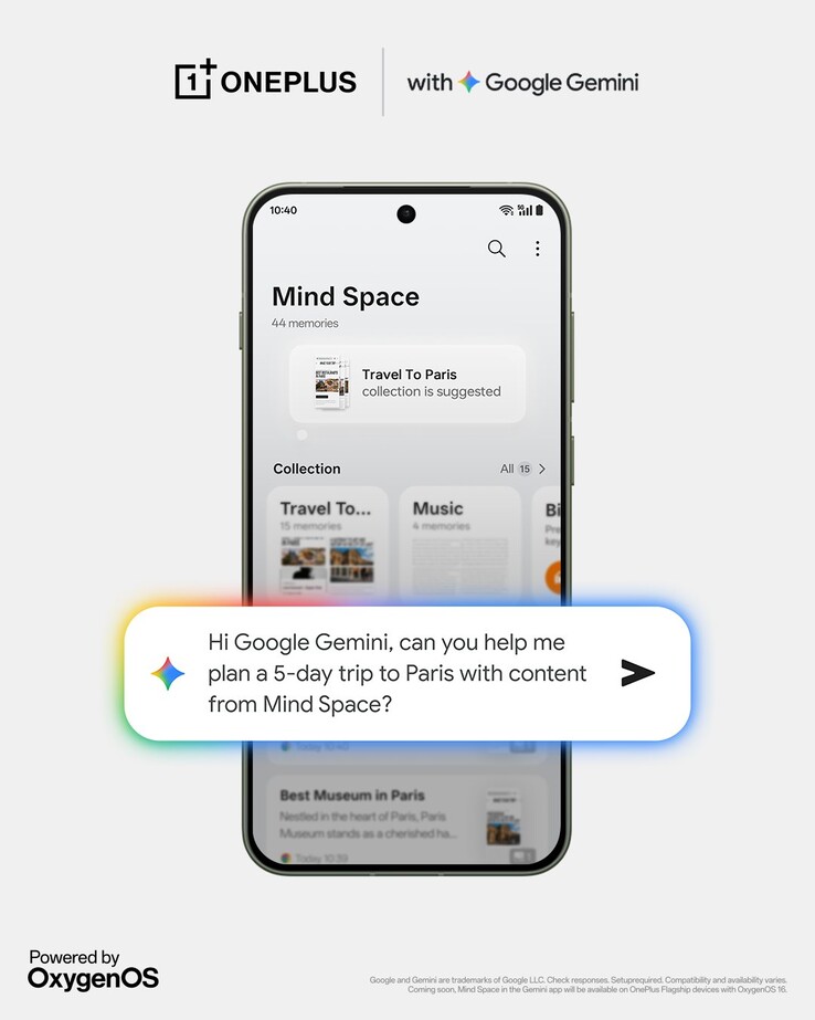 Integracja Gemini nadchodzi do funkcji Mind Space w OxygenOS 16. (Źródło obrazu: X)