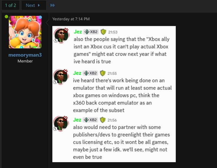 Jez Corden komentuje oficjalny emulator Xbox 360 (zrzut ekranu, memoryman3@NeoGAF forum)