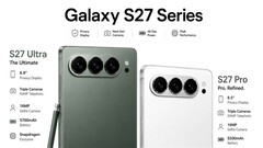 Szkice projektowe sugerują poziomy układ aparatu w modelach Samsung Galaxy S27 Ultra i Galaxy S27 Pro.