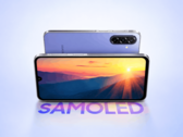 Samsung Galaxy F70 5G pokazany z przodu i z tyłu w fioletowym kolorze