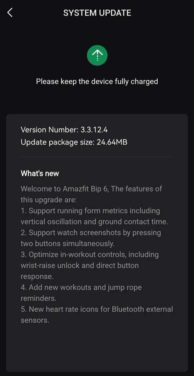 Informacje o wydaniu oprogramowania w wersji 3.3.12.4 dla smartwatcha Amazfit Bip 6. (Źródło obrazu: Reddit)