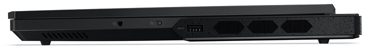 Po prawej stronie: Gniazdo audio Combo, przełącznik migawki kamery internetowej, USB 3.2 Gen 1 (USB-A)