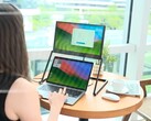 Urządzenie LiftVue można umieścić nad ekranem laptopa za pomocą sprytnej podstawki.