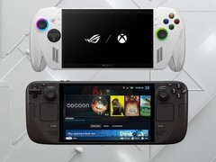 ROG Xbox Ally i Steam Deck OLED na zdjęciu