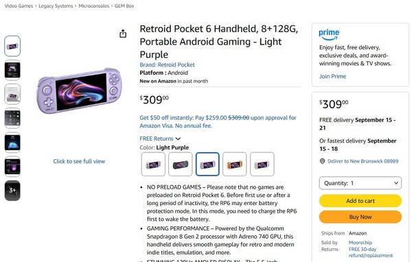 W konsoli Retroid Pocket 6 sprzedawanej na Amazon lewy drążek znajduje się nad kierunkową klawiaturą.