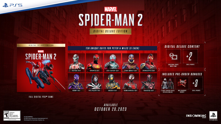 Zawartość gry Marvel's Spider-Man 2 Digital Deluxe (zdjęcie od Sony)