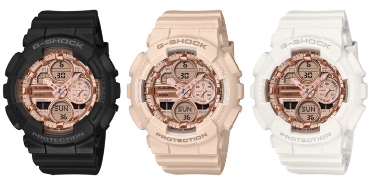 Od lewej do prawej: zegarki Casio G-Shock GMA-S140PG-1A, GMA-S140PG-4A i GMA-S140PG-7A