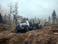 Obraz z gry MudRunner przedstawiający dwa pojazdy. (Źródło obrazu: Steam)