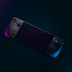 Steam Deck na fioletowo-czarnym gradientowym tle (źródło zdjęcia: Alexander Andrews via Unsplash; przycięte)