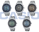 W górnym rzędzie mamy (od lewej do prawej) Casio OCW-S7000RA-2AJF, OCW-T2600RA-8AJF i OCW-S7000RA-5AJF. W dolnym rzędzie widzimy (od lewej do prawej) Casio OCW-S400RA-3AJF i OCW-S400RA-2AJF. (Źródło zdjęcia: Casio)