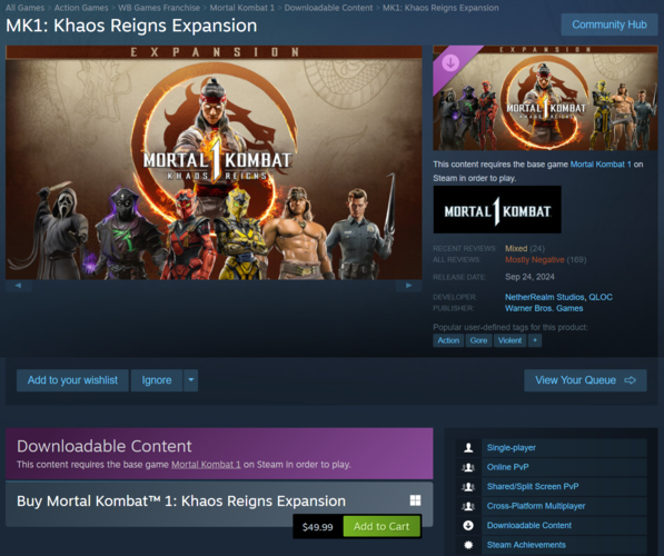 Cena i recenzje Mortal Kombat 1 Khaos Reigns (źródło obrazu: zrzut ekranu, Steam)