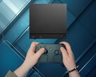 Kontroler Steam przedstawiony wraz z konsolą Steam Machine
