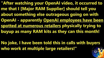 Pracownicy OpenAI wykupują zestawy pamięci DDR5. (Źródło obrazu: Prawo Moore'a umarło)