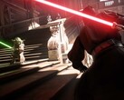 Zrzut ekranu ze Star Wars Battlefront II przedstawiający Yodę i Dartha Maula