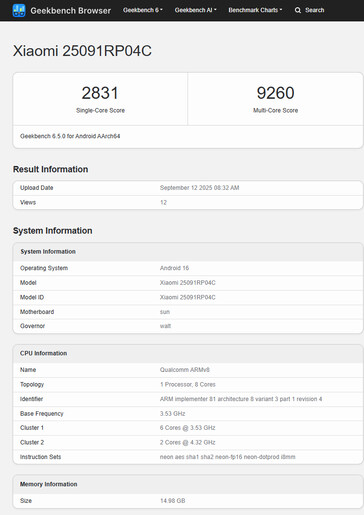 (Źródło obrazu: Geekbench)