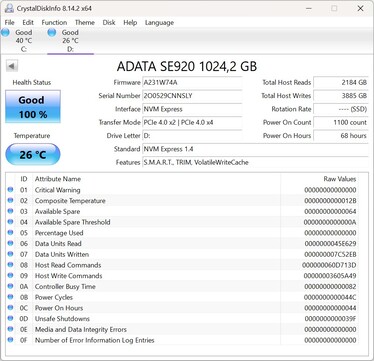Dysk ADATA SE920 obsługuje standard PCIe 4.0 x2