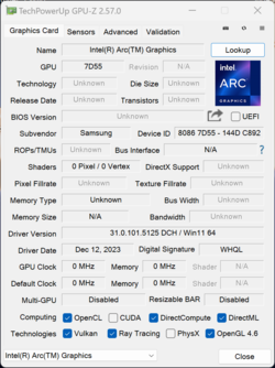 GPU-Z Intel Arc Graphics (7 rdzeni Xe)